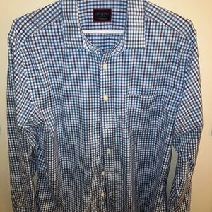 UNTUCKit Men's Blue and White Gingham Shirt nylon/spandex medium